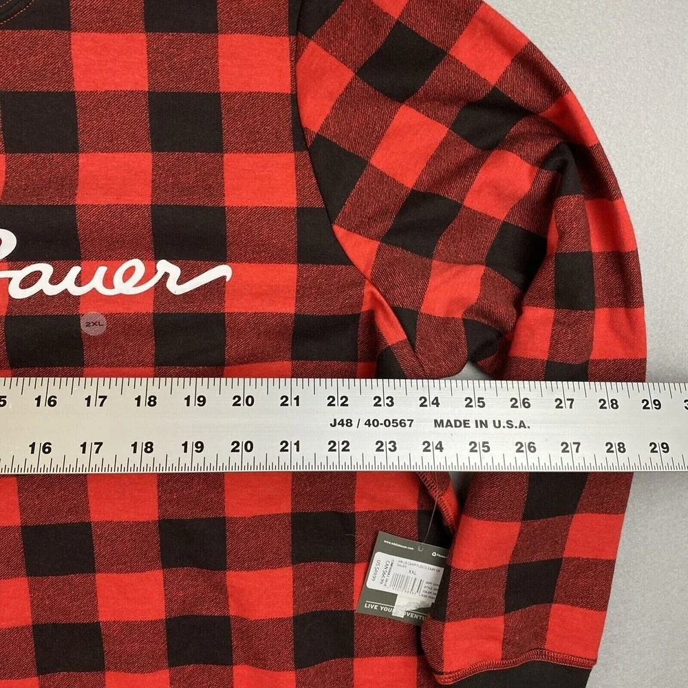 Eddie Bauer Womens 2XL Red Black Buffalo Plaid Camp‎ Fleece Sweatshirt Christmas